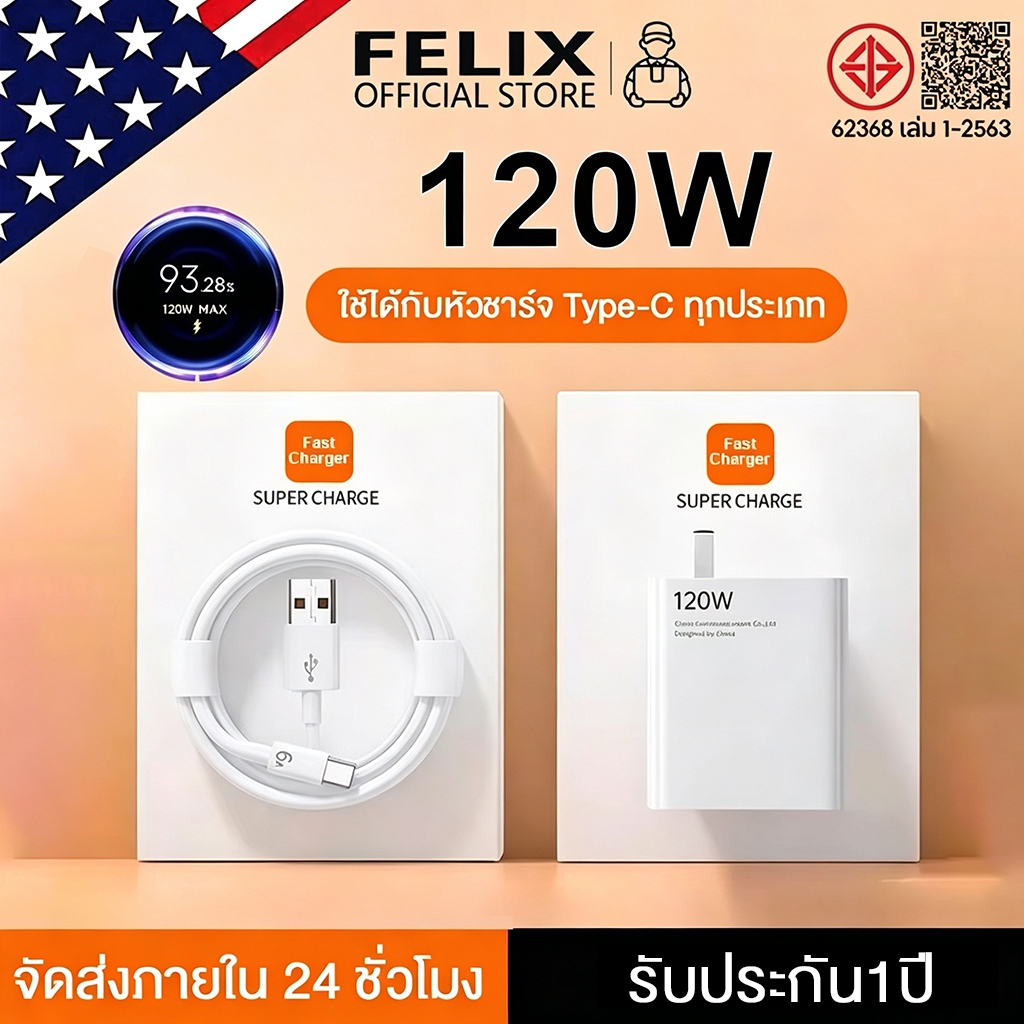 [รับประกัน 1 ปี]ชุดชาร์จ XM 33W/67W/120W หัวชาร์จ + สายชาร์จ 6A type c fast Charge รองรับ รุ่น เสียวมี่