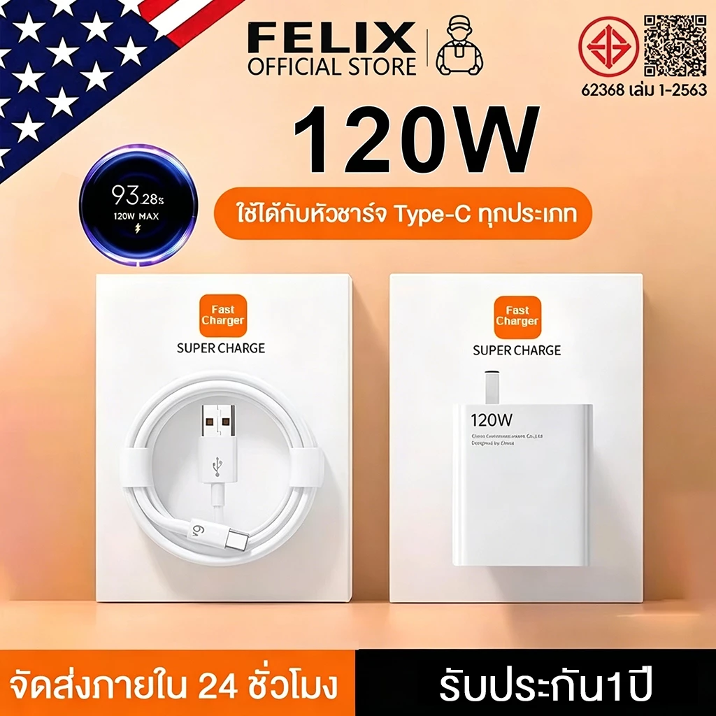 [รับประกัน 1 ปี]ชุดชาร์จ XM 33W/67W/120W หัวชาร์จ + สายชาร์จ 6A type c fast Charge รองรับ รุ่น เสียวมี่