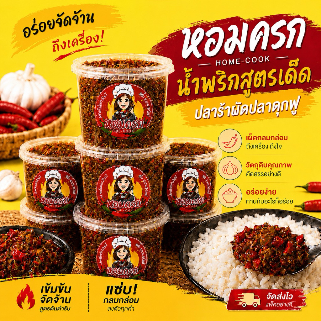 น้ำพริกปลาร้าผัดปลาดุกฟู 120g ปลาร้านัว ปลาดุกฟูแน่น อร่อยคู่ข้าว | หอมครก