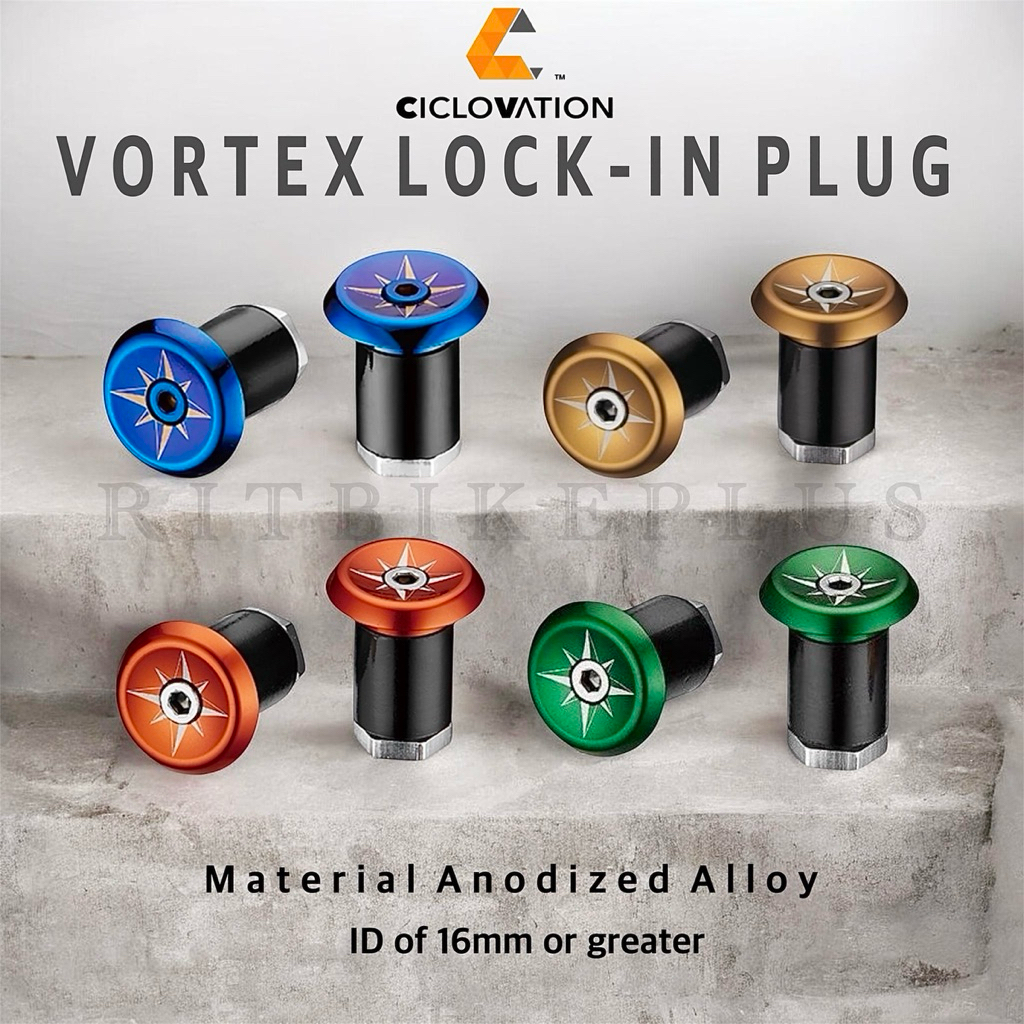 ตัวปิดปลายแฮนด์เสือหมอบ Ciclovation Vortex Lock-In Bar End Plug Anodlized (สีดำ,สีเงิน,สีทอง)