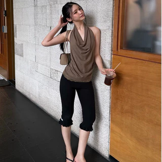 urban apparels | rei lace halter top เสื้อคอถ่วงเปิดหลังดีเทลลูกไม้พร้อมซับใน