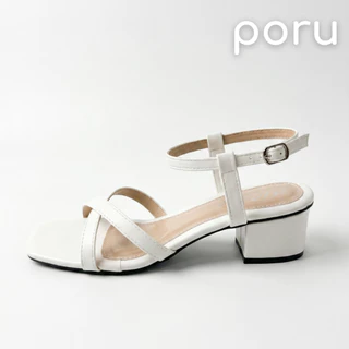 [ส่งฟรี]PORU รองเท้าส้นสูงผู้หญิง 1 นิ้วครึ่ง สายไขว้หน้า รัดข้อเท้า ปรับสายได้ ใส่ทำงาน ไปงานแต่ง