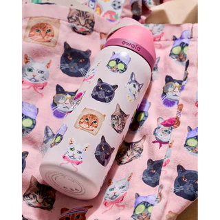 โอวาล่าออกใหม่! ลายน้องแมวสีชมพู (มีขายเฉพาะที่เมกา) Owala Cat College FreeSip 32oz. แก้วน้ำเก็บความเย็น