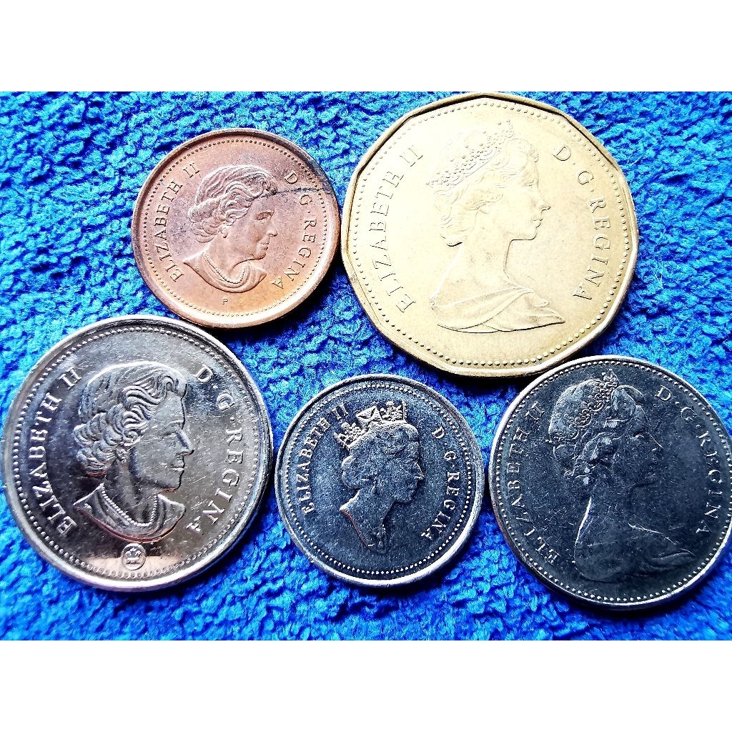 เหรียญ​​ แคนาดา​ Canada, ชุด​ 1,5,10,25 Cent, 1 Dollar, ใช้แล้ว, #330E