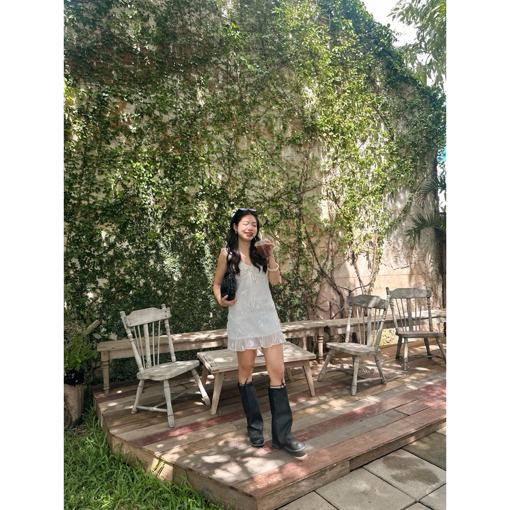 Bunny minidress งานเดรสผ้าลายปักสีขาว : everydaylookk store