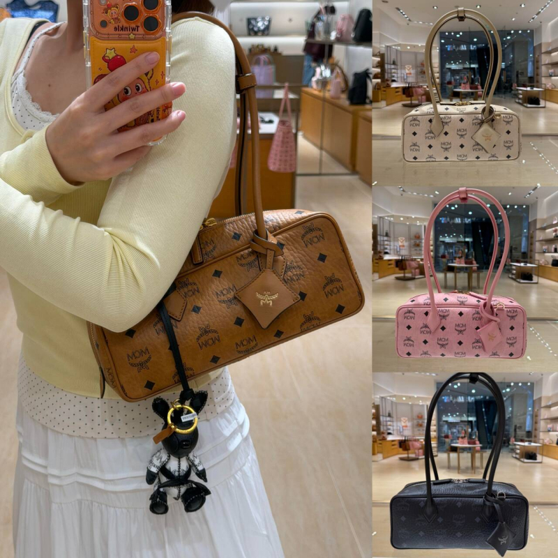 แท้ 💯% MCM In Visetos new style Shoulder Bag เปิด-ปิดด้วยซิป ความจุมาก มีอุปกรณ์ครบถ้วน กระเป๋าถือ