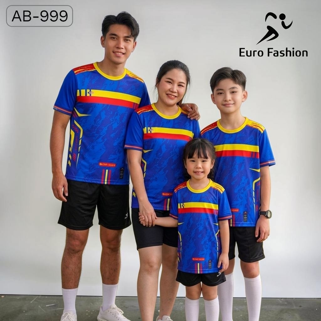เสื้อกีฬาพิมพ์ลายรุ่น AB-999 ผ้าไมโครพรีเมียม ไซส์เด็กและผู้ใหญ่