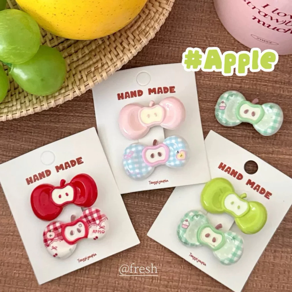 Cute 530 กิ๊บติดผม กิ๊บหนีบผมแอปเปิ้ลซัมเมอร์สุดคิ้วท์ 2 ชิ้น/แพ็ค