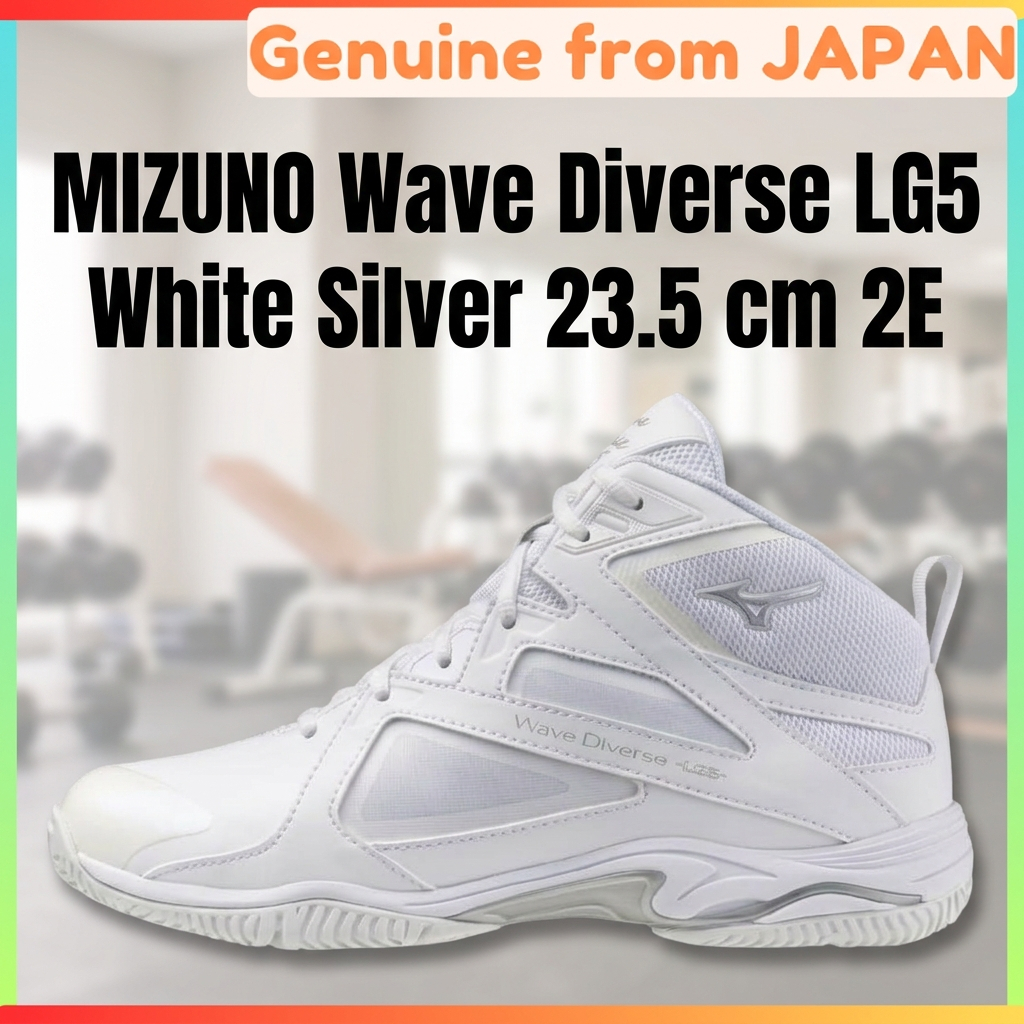 MIZUNO Wave Diverse LG5 Fitness Shoes 2E Wide Gym Studio Exercise White Silver 23.5 cm Unisex