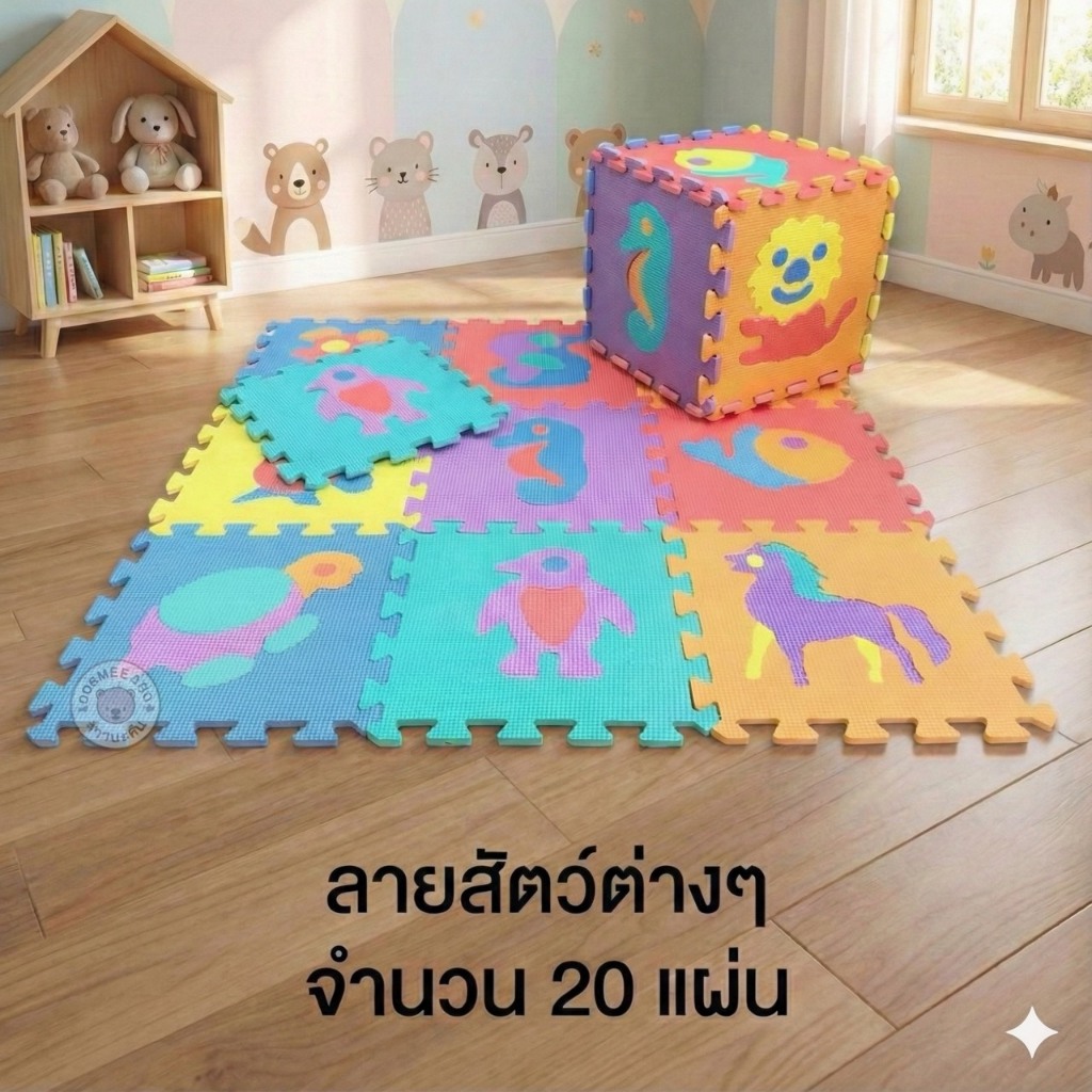 แผ่นรองคลานเด็ก แบบจิ๊กซอร์ มีหลากหลายให้เลือก แผ่นกันกระแทก ทำความสะอาดง่าย มีหลากหลายสี หลายแบบ