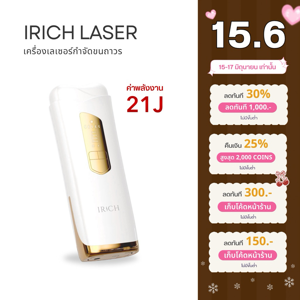 CLINIC SET : IRICH เครื่องเลเซอร์(ไม่จำกัดช็อต) + เครื่องนวดหน้า