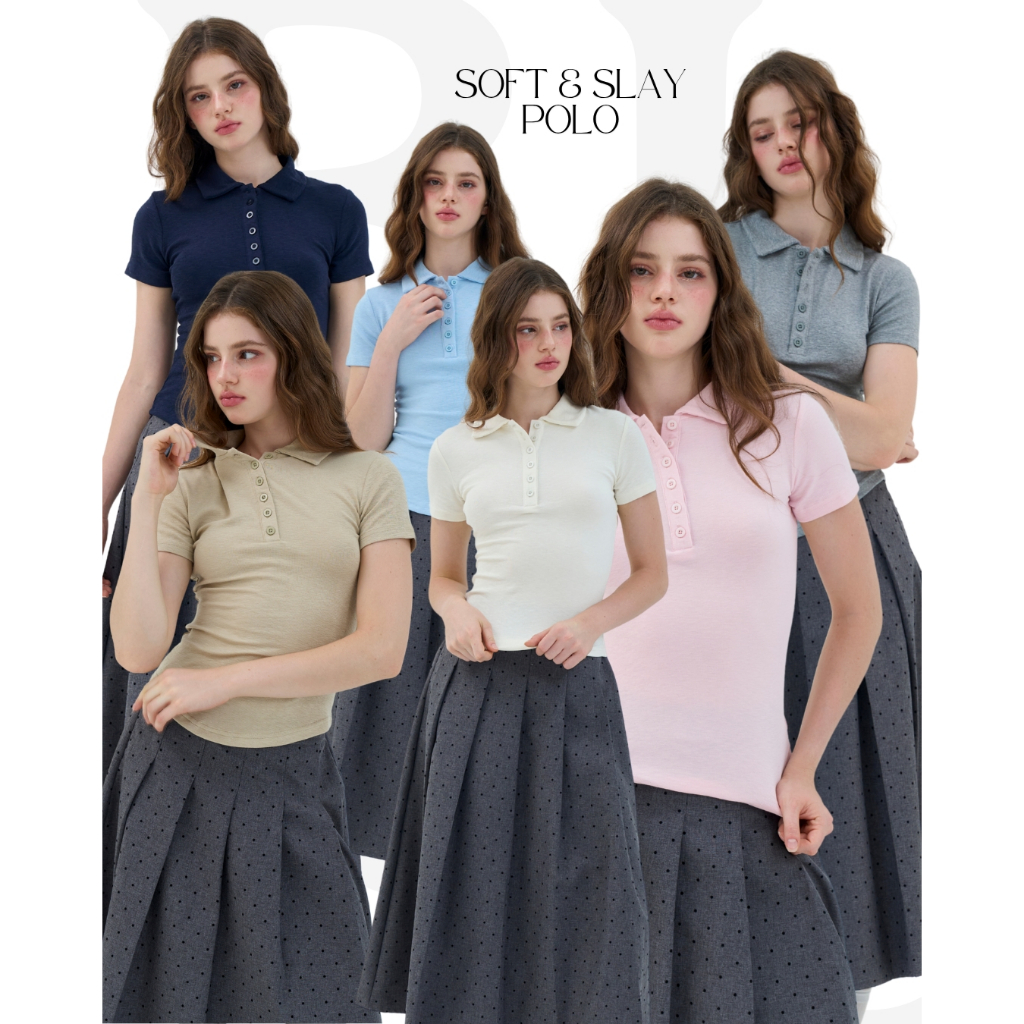 BCTS15 Soft & Slay Polo - เสื้อโปโลเข้ารูป กระดุมสีเดียวกับผ้า