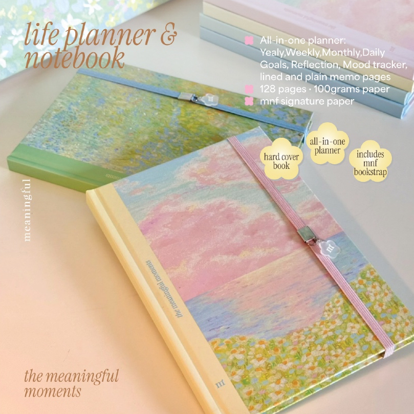 สมุดโน้ต A5 ปกแข็ง เปิดได้ 180° | meaningful blank notebook - the meaningful moments | 128 หน้า