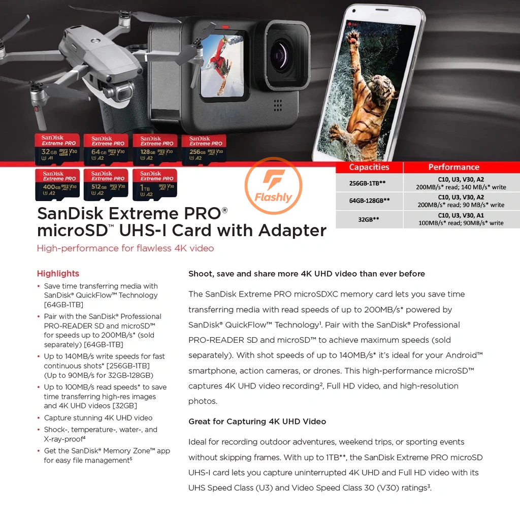 SANDISK MICRO SD 128GB/256GB/512GB U3 SUPPORT 4K สำหรับกล้อง Insta360 thumbnail 4