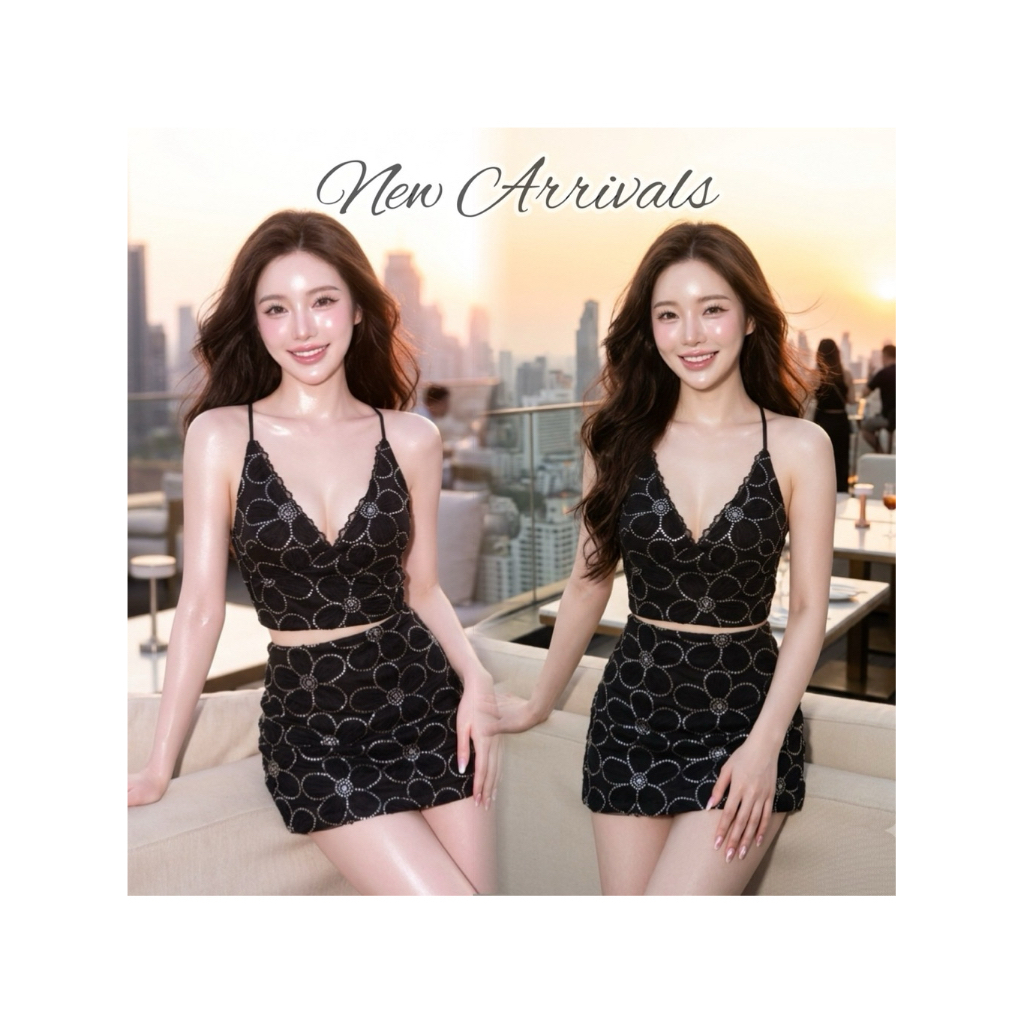 D8 งานป้าย Miralyn Set ชุดเซ็ท 2 ชิ้น เสื้อ กระโปรงสั้นซับในกางเกง สำหรับผู้หญิง เสื้อผ้าแฟชั่นผู้หญิง ไซส์ Xs-L