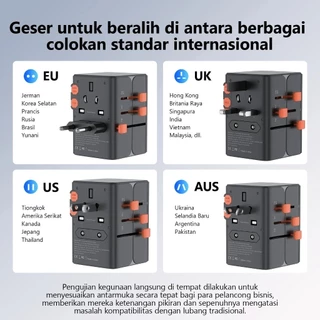 ANRMESUN อะแดปเตอร์สำหรับเดินทาง, อะแดปเตอร์แปลงไฟ, ปลั๊กอเนกประสงค์, ปลั๊กแบบรวมทุกอุปกรณ์ พร้อมพอร์ต Type-C 2 พอร์ต แล