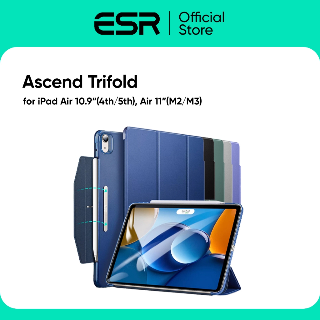 ESR เคสสำหรับ iPad Air 11″ (6th/2024), iPad Air 10.9″ (4th/5th) - รุ่น Ascend Trifold