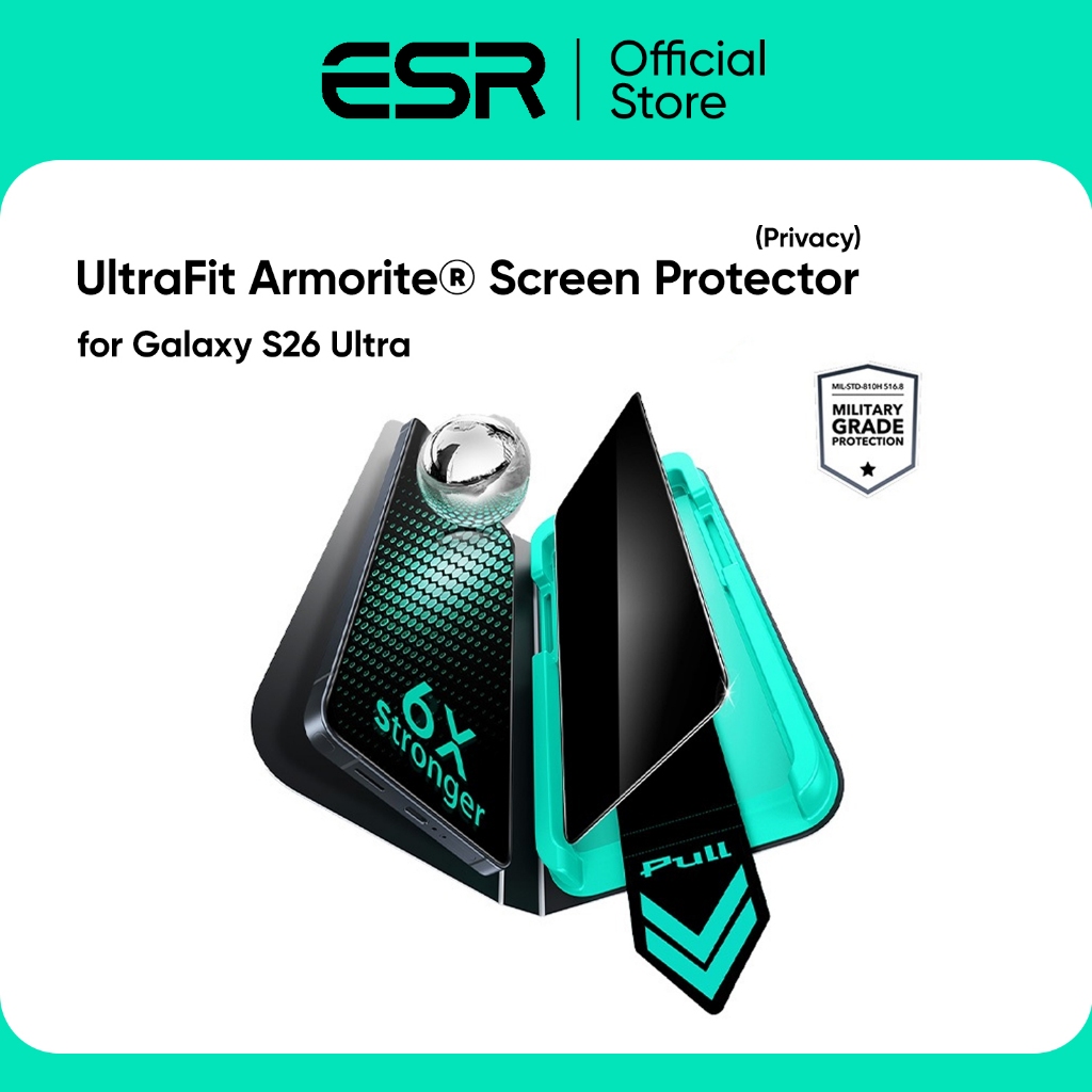 ESR ฟิล์มกระจกสำหรับ Galaxy S26 Ultra รุ่น UltraFit Armorite® Screen Protector (Privacy)