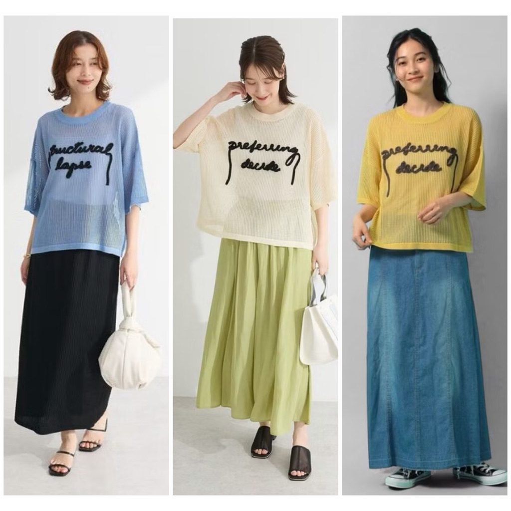 แบรนด์:YE LiBARE(ป้าย)เสื้อสเวตเตอร์ถักแบบโปร่งพิมพ์ลายโลโก้ มือ1