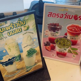 A4ป้ายอะคริลิคตั้งโต๊ะ L-Shape ป้ายเมนู ป้ายพลาสติก แข็งแรง หล่นไม่แตก