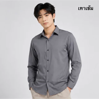 เสื้อเชิ้ต เชิ้ตคอปกแขนยาว 14 สี ผ้าไหมอิตาลี(ผลิตไทย) รีดง่าย ยับยาก ใส่สบาย ไม่อมเหงื่อ