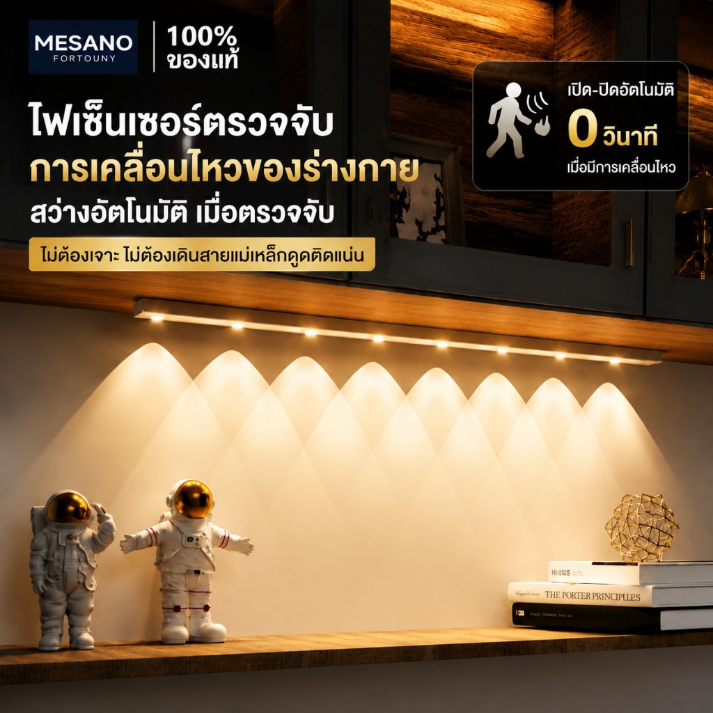 MESANO ไฟเซนเซอร์อัตโนมัติ LED ไฟตู้เสื้อผ้า ชาร์จUSB หรี่แสงได้ 3สี ติดตั้งง่าย สําหรับห้องครัว ตู้เสื้อผ้า รูปตาแมว