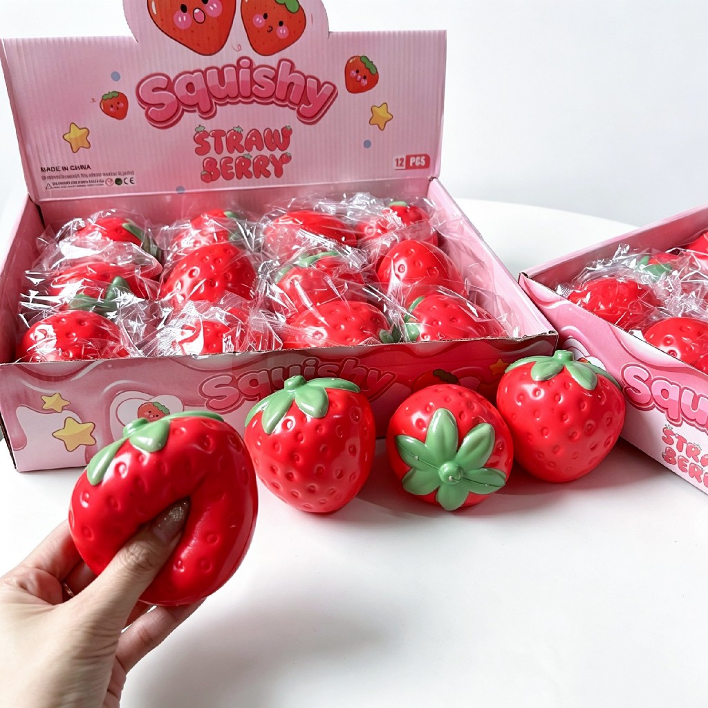 สกุชชี่ สตอเบอร์รี่ขนาดใหญ่ กลิ่นหอม สกุชชี่ ของเล่น นุ่มนิ่ม บีบได้ ของเล่นคลายเครียด