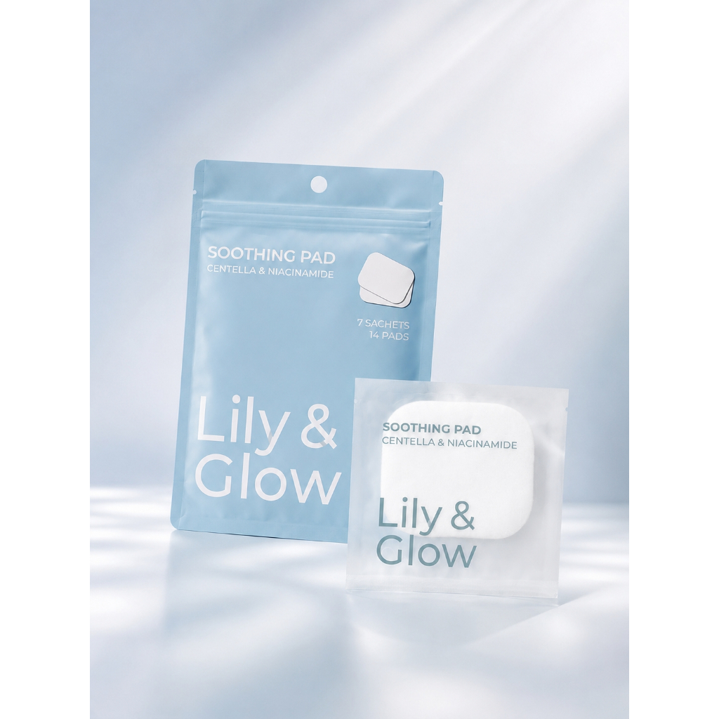 LILY & GLOW, Soothing Toner Pad โทนเนอร์แพด เซรั่มแพด ปลอบประโลมผิวอย่างอ่อนโยน เติมความชุ่มชื้น (14แผ่น, 7ซอง)