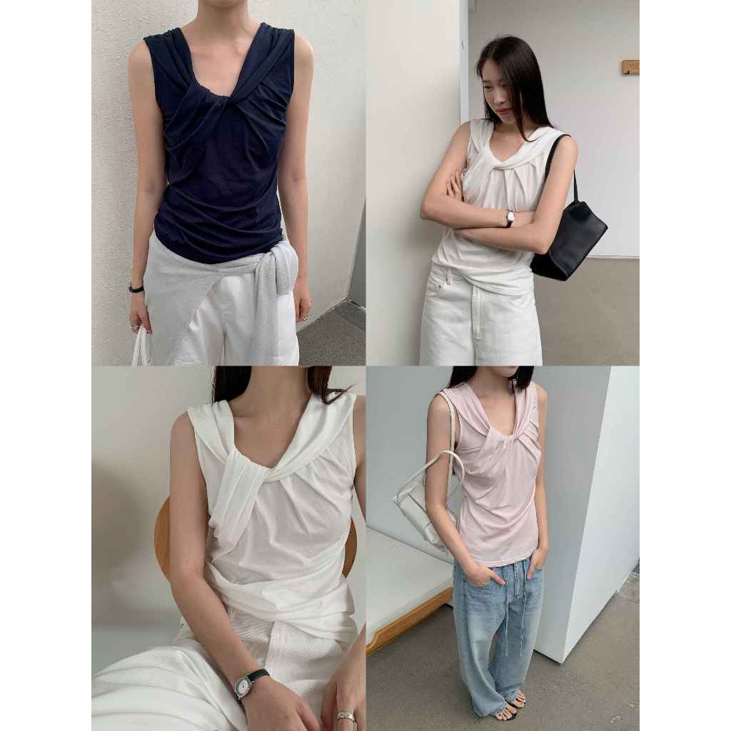 INBYIN - เสื้อแขนกุดดีไซน์ม้วนอก TWIST SLEEVELESS TOP - I3719