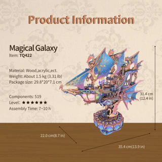 Tonecheer โทนเชียร์ ตัวต่อไม้สามมิติ แมจิเคิล กาแล็กซี diy transmission model TQ422 Magical Galaxy
