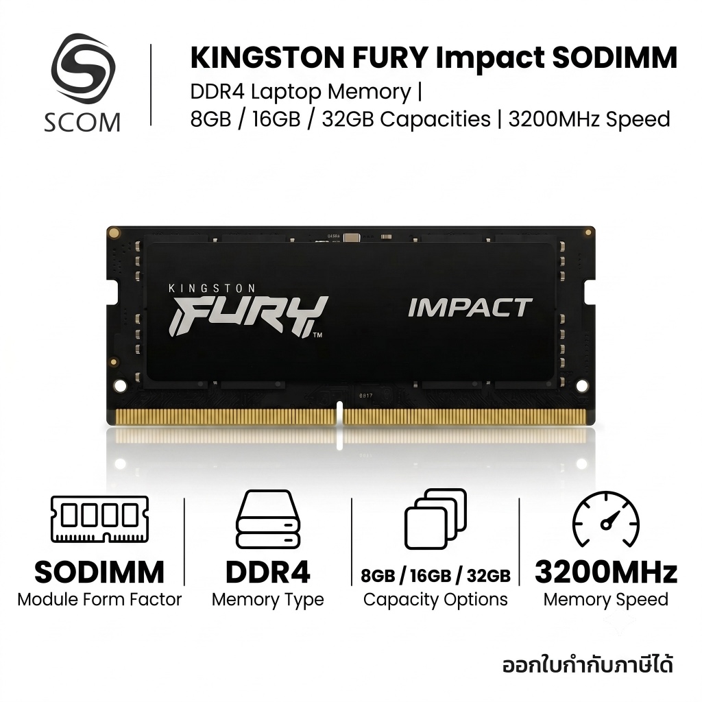 (RAM) KINGSTON DDR4 8GB 16GB 32GB 3200MHz FURY IMPACT SODIMM So-DIMM