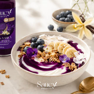 ซอส Ube&Vanilla ไม่เติมน้ำตาลทราย Saucy Fruity ขนาด 250 มล.