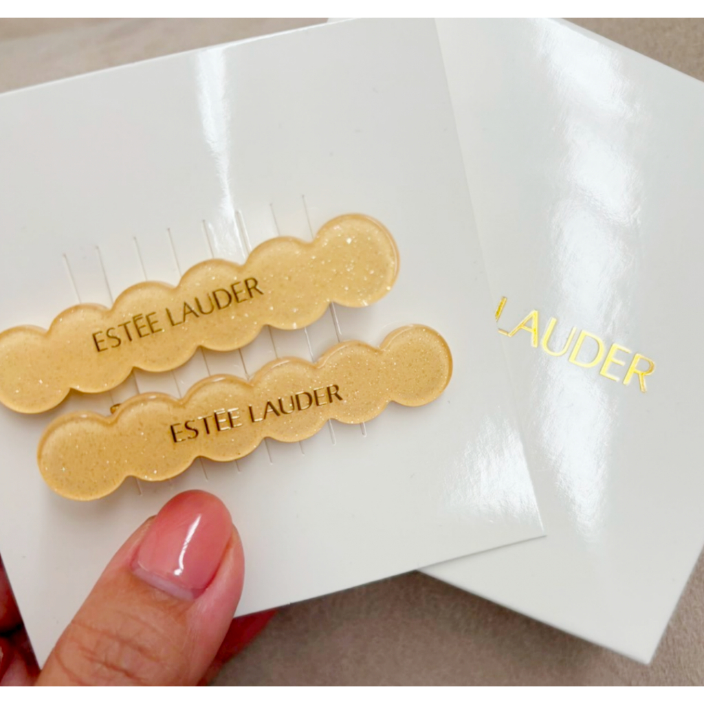 Estee  Hair clip สคบ ไทยกิ๊บติดผมหินอ่อนทรงเหลี่ยมยาวมุก| โฮโลแกรม เรียบหรูติดแกรม logo ทอง ของแถม จากเค้าเตอร์  สคบ