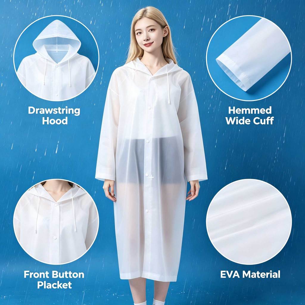 Qixin เสื้อกันฝน EVA เกรดดี รุ่นหนาพิเศษ ยาวคลุมถึงเข่า ดีไซน์ทันสมัย พกพาง่าย เหมาะไปเที่ยว