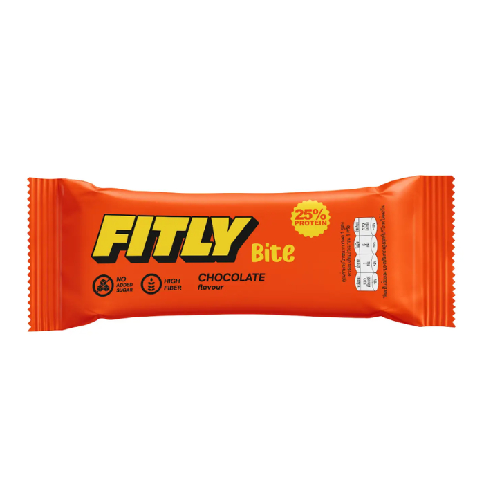 ฟิทลี่ ไบท์ กลาซด์ โปรตีน บาร์ รสช็อกโกแลต FITLY Bite GLAZED PROTEIN BAR: Chocolate Flavour