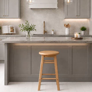 PJ wood เก้าอี้บาร์ 24 นิ้ว เก้าอี้สตูลสูง เก้าอี้ไม้แท้ 24" High Bar Stool