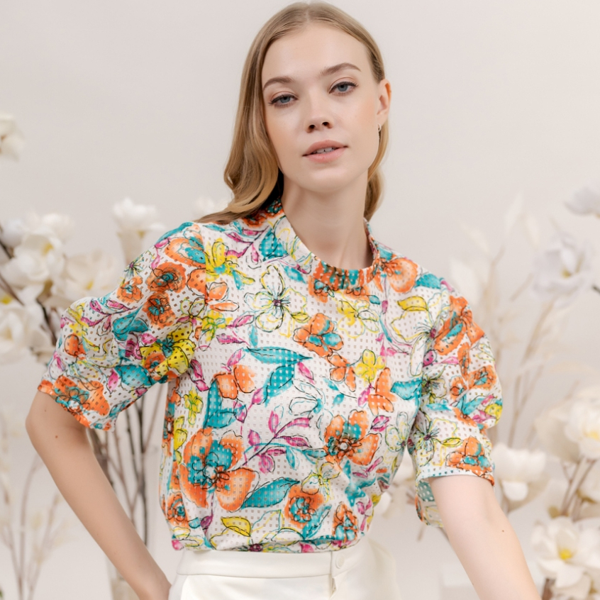 AMILA Blouse VE-B1169 by VERONIQA แฟนซีเลซ แขนสั้น IGPU24-3 PCE2890