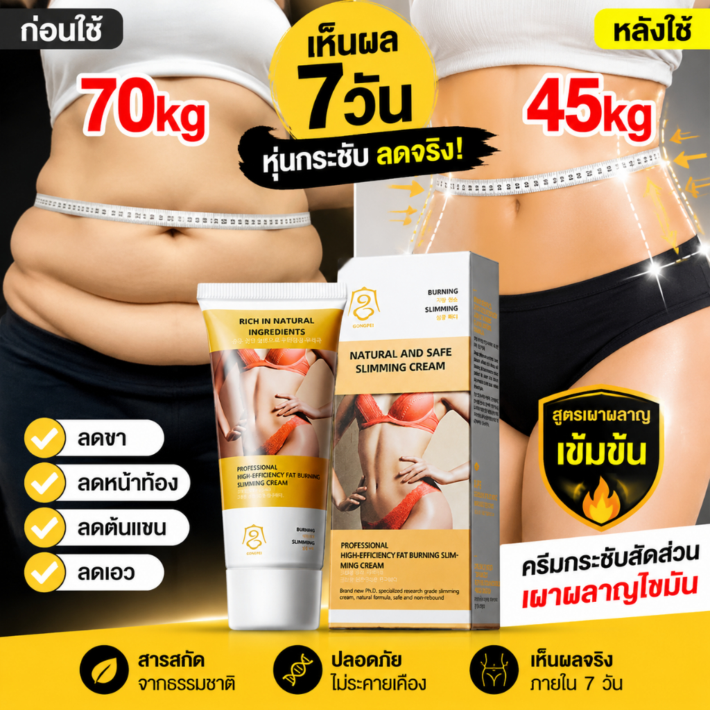 ครีมลดไขมันหน้าท้อง 60 กรัม เผาผลาญไขมันเอว ต้นขา แขน กระชับรูปร่างให้สวยสมสัด