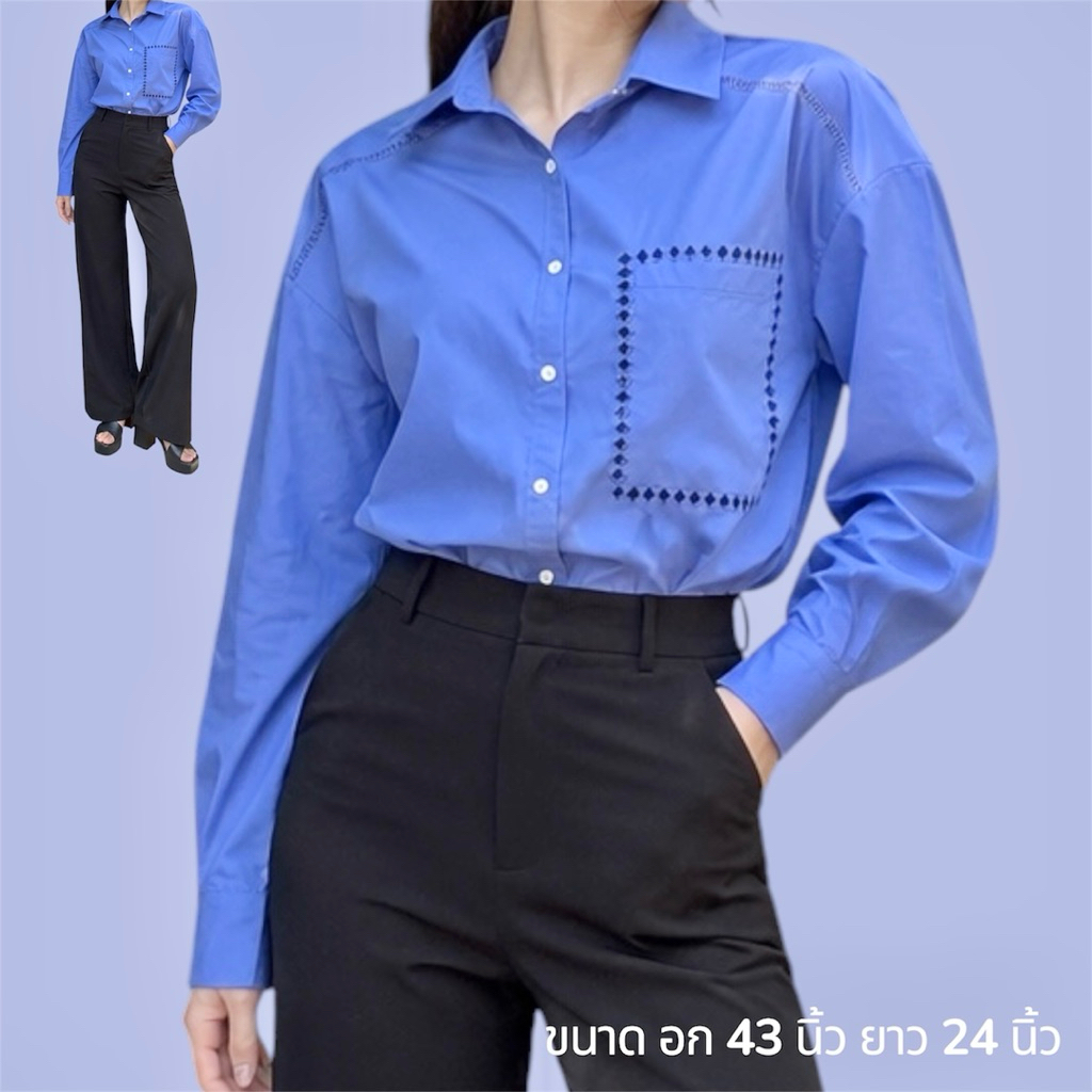 เสื้อเชิ้ตผู้หญิง เเขนยาว SHEIN