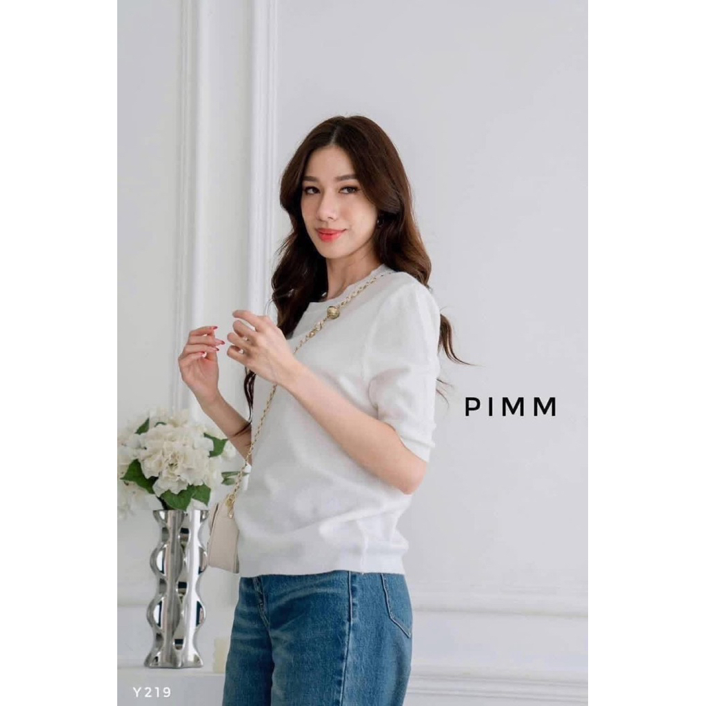[ป้าย PIMM] เสื้อไหมพรมทรงใหญ่ คอกลม แขน2ส่วน