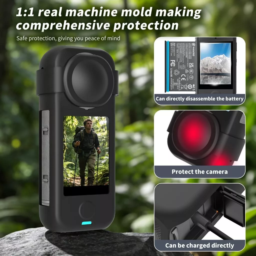 อุปกรณ์เสริม Insta360 X4 Air ชุดกันกระแทก เคสซิลิโคน + กระเป๋าเก็บกล้อง + เลนส์การ์ด Lens Guard + ฟิล์มกระจก thumbnail 6