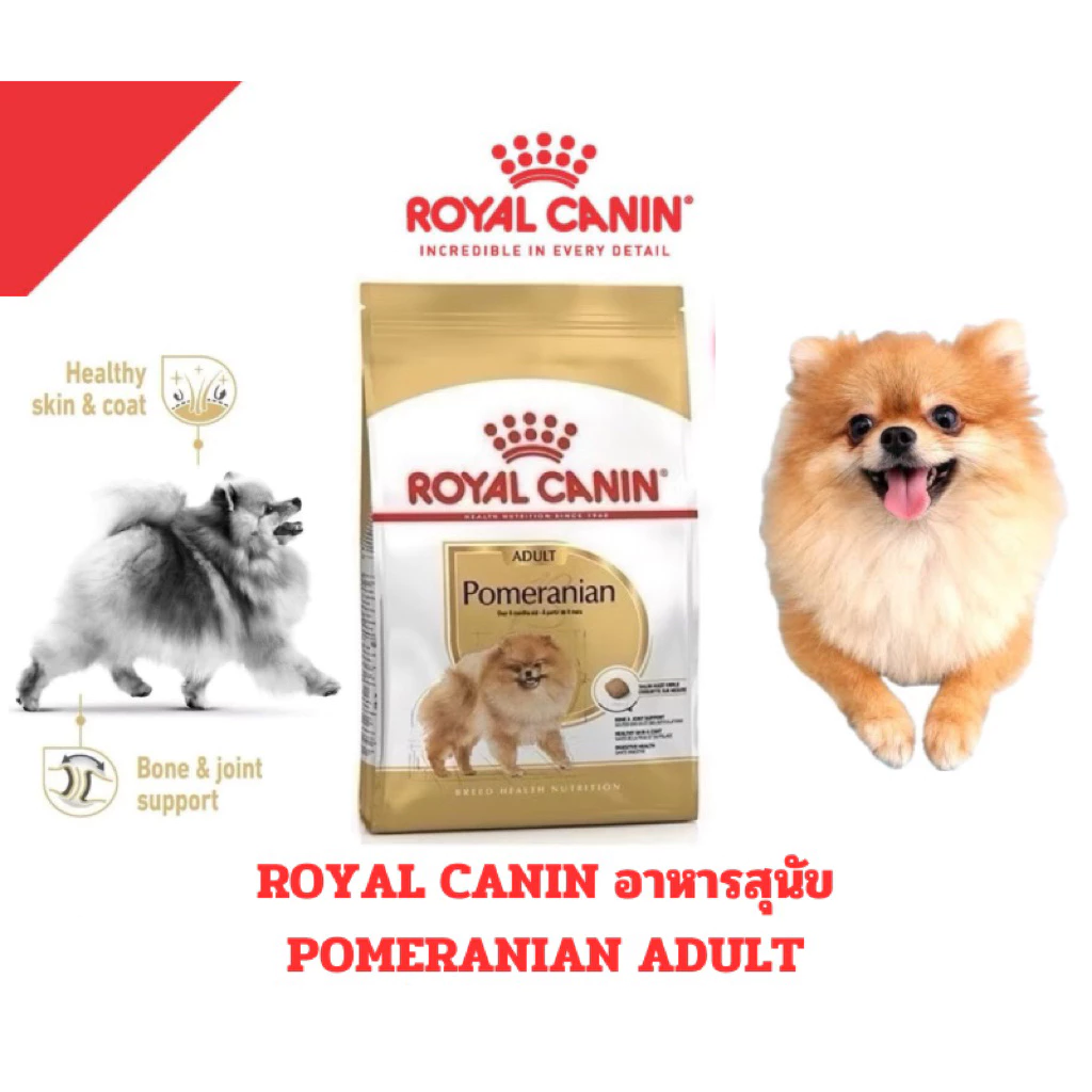 [ใหม่] Royal Canin อาหารเม็ดสำหรับสุนัข สายพันธุ์ ปอม POMERANIAN ADULT ขนาด 3kg