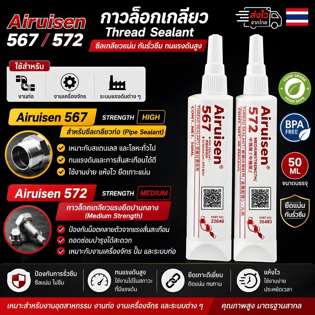 LOCTITE 565 Thread Sealant (50ml.) น้ำยาซีลเกลียวท่อสำหรับงานทั่วไป