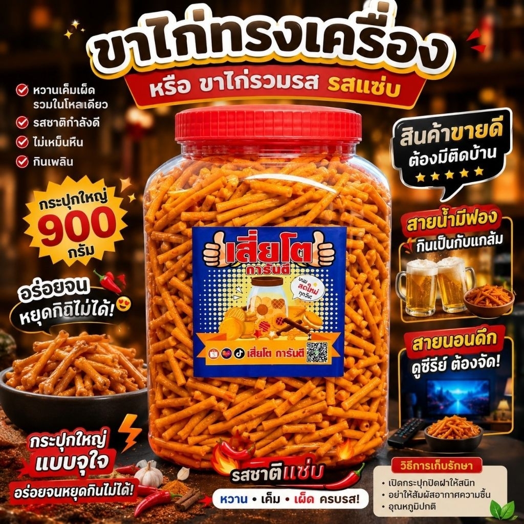 ขนมขาไก่ทรงเครื่อง โหลใหญ่900กรัม