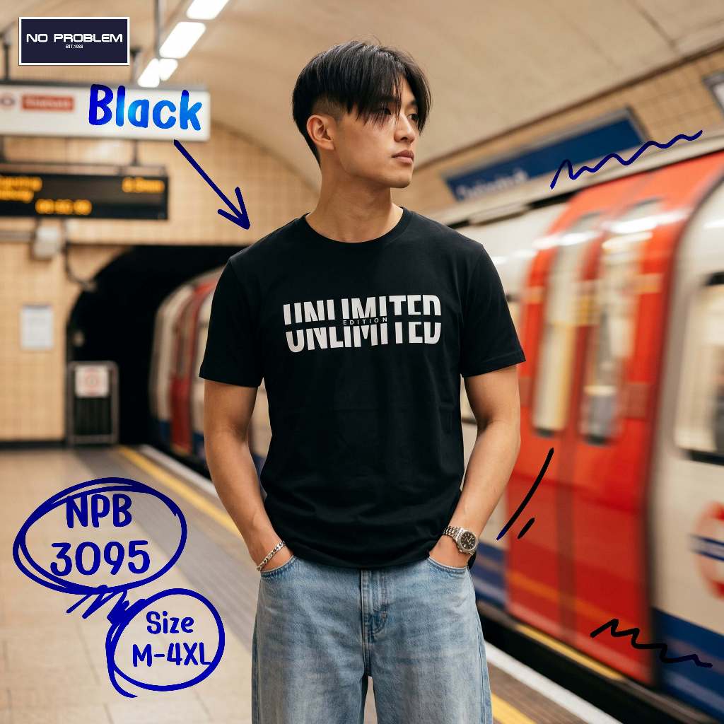 เสื้อยืดพิมพ์ลาย No Problem ไซส์ใหญ่ ยอดขายดีอันดับ 1 - GRAPHIC TEE NPB.3095