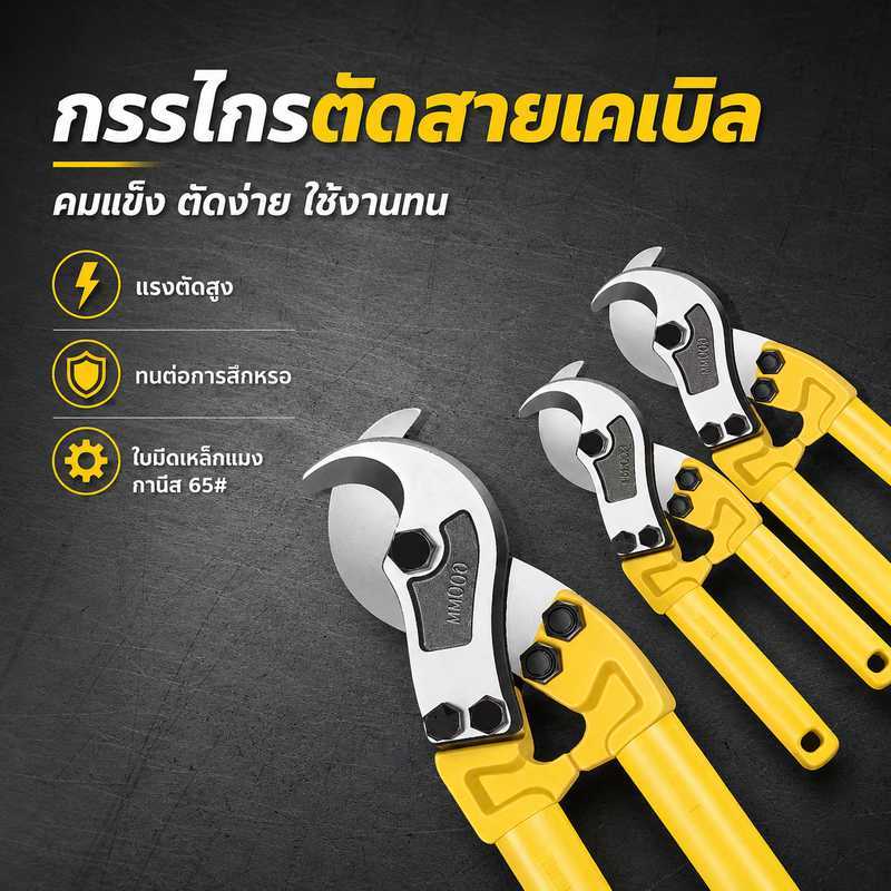กรรไกรตัดสายเคเบิล คีมตัดสายไฟแรงสูง ใบมีด 65# ตัดสายทองแดง/อลูมิเนียม ด้ามยาวผ่อนแรง หลายขนาด