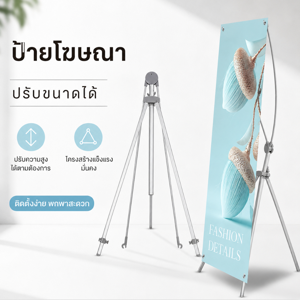 ขาตั้งป้าย X STAND ปรับขนาดได้ ขาตั้งป้ายโฆษณา แข็งแรง น้ำหนักเบา