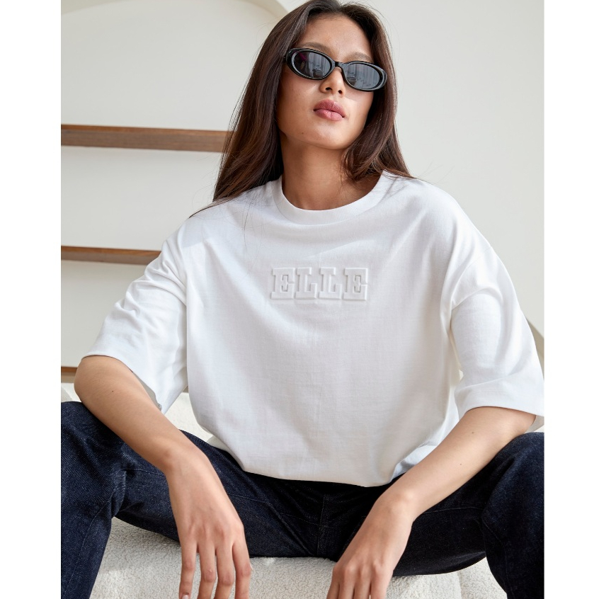 ELLE เสื้อยืด UNISEX EMBOSSED LOGO ปั๊มนูน3D รุ่น WWTV014