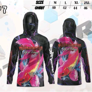 เสื้อตกปลาคำคมมีฮู้ดเเละผ้าบัพเท่ๆ กันเเดดกัน uv ครบจบในตัวเดียว