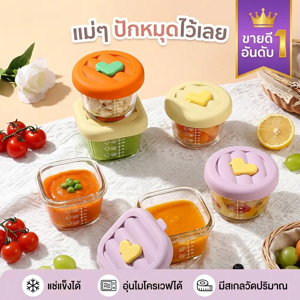 [Easy E-Receipt]Love&Lullabies กล่องเก็บอาหารแช่แข็งเด็ก ถ้วยใส่อาหารเด็ก เข้าไมโครเวฟได้ ปลอดภัยสำหรับลูกน้อย ส่งจากไทย